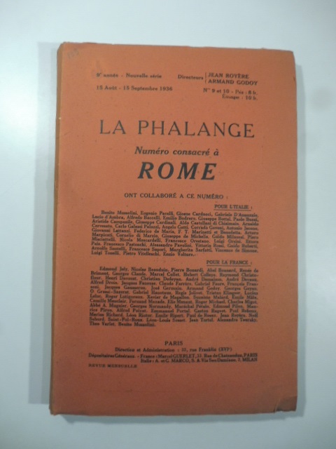 La phalange. Numero consacrè a Rome